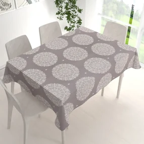 Biante Bavlnený obdĺžnikový obrus Sandra SA-547 Krémové mandaly na béžovosivom 120x200 cm