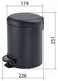 Gedy Gedy, POTTY odpadkový kôš 3l, Soft Close, grafitová, 320981