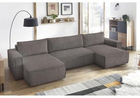 Tmavosivá menčestrová rozkladacia rohová pohovka do "U" Nihad – Bobochic Paris