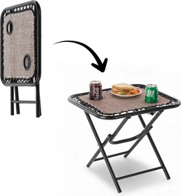 Garden Line SKLADACÍ TURISTICKÝ STÔL 50 x 50 x 50 CM S DRŽIAKMI NA NÁPOJE HNEDÝ *2746