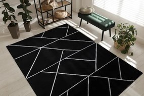 Koberec EMERALD exkluzívny 7543 glamour, styl geometrický čierny / strieborný