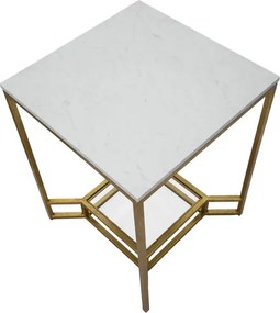 Odkladací stolík Dvojitý 47 cm zlatý/mramor