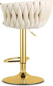 Barová stolička MIG zamatová, zlatá / béžová