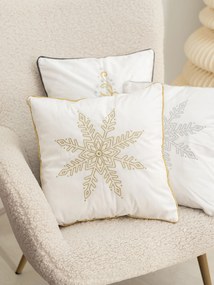 Vianočná obliečka na vankúš mikroplyš 40 × 40 cm - Vločka zlatá