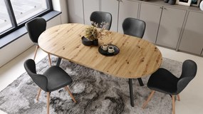 ALDO 100 Dub Artisan/čierne nohy - OKRÚHLY LOFTOVÝ/INDUSTRIÁLNY ROZKLADACÍ STÔL DO OBÝVAČKY/JEDÁLNE