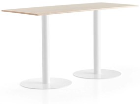 Barový stôl ALVA, 1800x800x1000 mm, biela, breza