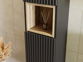 Koupelnová sestava Nova Black s deskou, umyvadly a skříňkami 120 cm černá/dub evoke