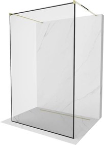 Mexen Kioto, priechodná sprchová zástena 140 x 200 cm, 8mm sklo číre/čierny vzor, złota- 800-140-002-50-70