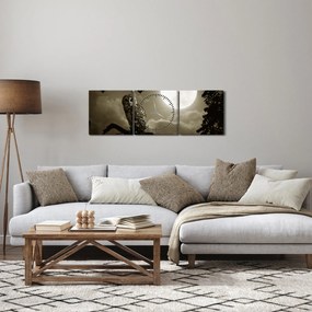 Obraz - Nočná sova, zlatá (s hodinami) (90x30 cm)