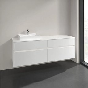 VILLEROY &amp; BOCH Collaro závesná skrinka pod umývadlo na dosku (umývadlo vľavo), 4 zásuvky, s LED osvetlením, 1600 x 500 x 548 mm, Glossy White, C078B0DH