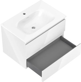 Mexen Orio, kúpeľňová skrinka 70 cm s umývadlom Vela, 2 zásuvky, biela lesklá, 91A10-07047-2-BFF00-W23M00