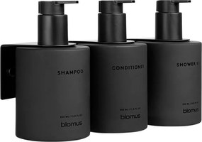 Čierne nástenné sklenené dávkovače mydla v súprave 3 ks 350 ml Kirei – Blomus