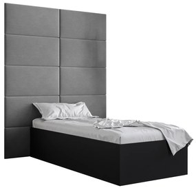 Jednolôžková posteľ s čalúneným čelom 90 cm Brittany 1 (čierna matná + sivá) (s roštom). Vlastná spoľahlivá doprava až k Vám domov. 1045856