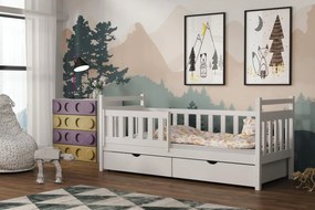 Detská posteľ z masívu borovice NATÁLIE so šuplíkmi - 200x90 cm - BIELA