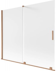 Mexen Velar, 2-krídlová posuvná vaňová zástena 180 x 150 cm, 8mm sklo námraza, medená matná, 896-180-000-31-65