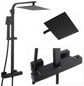 Sprchová súprava GABI s termostatickou batériou - 25x25 cm - čierna matná