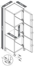 Kovová skrinka na kolieskach »CN3« s 3 dvierkami, čierna