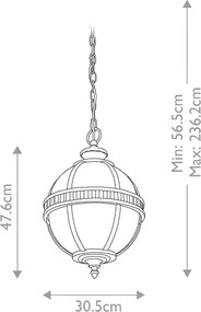 Kichler KL-HALLERON-8M-BU -Vonkajší luster na reťazi HALLERON 3xE14/40W/230V IP44