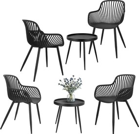 JU Balkónová súprava: 2 stoličky, stolík, rozmery stoličiek 54,9 × 56,5 × 83 cm, rozmery stolíka 49,5 × 49,5 × 48 cm, čierna