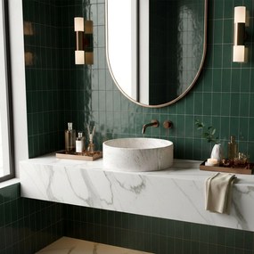 Rea Destiny, umývadlo na dosku 395×395×135 mm, biela matná-imitácia kameňa, REA-U3502