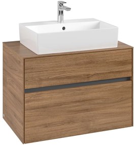 VILLEROY &amp; BOCH Collaro závesná skrinka pod umývadlo na dosku (umývadlo v strede), 2 zásuvky, 800 x 500 x 548 mm, Oak Kansas, C12400RH