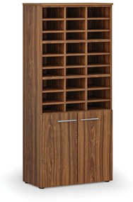 Triediaci regál s dverami PRIMO WOOD, 1781 x 800 x 420 mm, 27 priehradok, orech