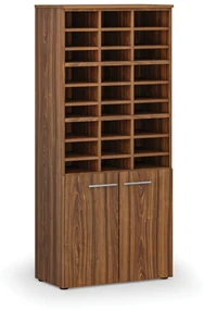 Triediaci regál s dverami PRIMO WOOD, 1781 x 800 x 420 mm, 27 priehradok, orech