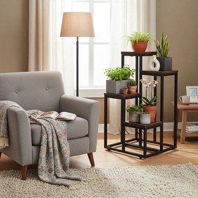 Stojan na květiny EVELIN II 67x35 cm hnědý/černý