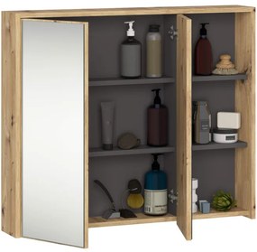 Zrkadlová skrinka VAMI W90 2D 3P LO artisan dub / grafitová