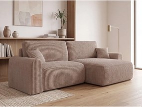 Rozkladacia obojstranná sedacia súprava do L NORDEN TILIA 250x140 cm, svetlohnedá