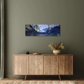 Obraz zimnej horskej krajiny (s hodinami) (90x30 cm)