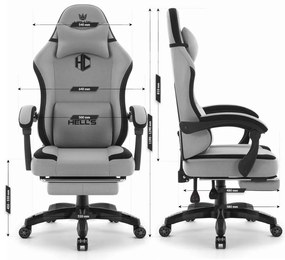 Ergonomická herná a kancelárska stolička HC-1016 s podnožkou - sivá