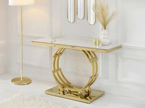 Konzolový stolík Tess (biely mramor + zlatá). Akcia -16%. Vlastná spoľahlivá doprava až k Vám domov. 1110836