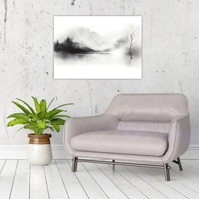 Obraz - Atramentová maľba krajiny (70x50 cm)