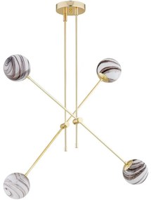 Argon 1840 - Luster na tyči ABSOS 4xE14/7W/230V alabaster zlatá