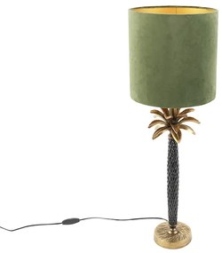 Stolná lampa v štýle Art Deco s tienidlom z zamatu zelená 25 cm - Areka