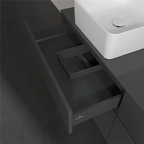 VILLEROY &amp; BOCH Collaro závesná skrinka pod umývadlo na dosku (umývadlo vľavo), 4 zásuvky, 1400 x 500 x 548 mm, Glossy Grey, C04600FP