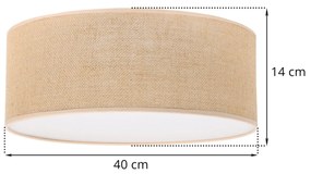 Stropné svietidlo Juta, 1x jutové tienidlo, (biele plexisklo), (fi 40cm)