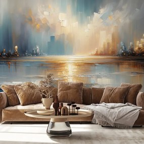 Tapeta abstraktná mestská krajina v teplých tónoch