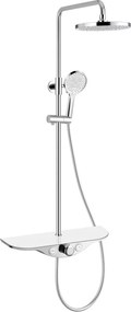 Mexen Exxo, sprchová sada s ručnou a dažďovou hlavicou, chrómová-biela, 78113-20