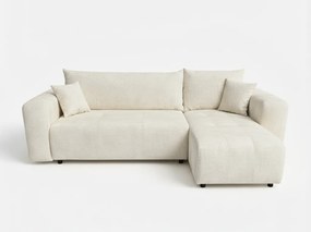 AKCIA Krémová rozkladacia rohová pohovka SORELA, obojstranná + 2 vankúšiky zadarmo II. akosť