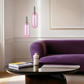 Fialové LED závesné svietidlo so skleneným tienidlom ø 13 cm Fiuggi – Candellux Lighting