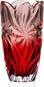 KRIŠTÁĽOVÁ VÁZA BOHEMIA FLORA RED PINK 280 MM