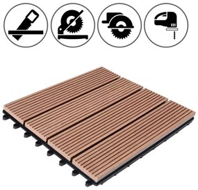 InternetovaZahrada WPC dlaždice - sada 11 ks, 30x30 cm klasická terakota