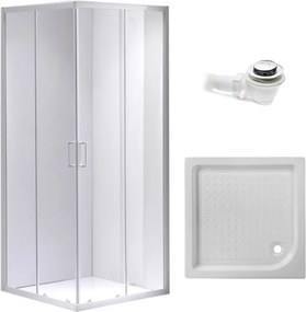 BPS-koupelny Štvorcový sprchový kút HYD-SK93B 90x90 biela/transparent + vanička HYD-SSV-SXL02B biela