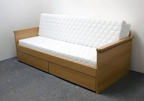 BMB TANDEM JORA s roštom a úložným priestorom 90 x 200 cm - rozkladacia posteľ z lamina s podrúčkami, lamino