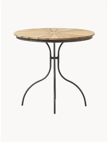 Okrúhly stôl na balkón's doskou z tíkového dreva Ellen