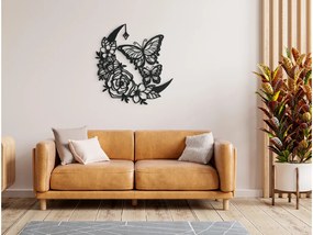 drevko 3D nálepka Kvetinový ornament s motýľmi Rozmer obrazu: 33,5 x 32,5 cm, Farba dekorácie: Čierna