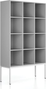 Regál FRAME, s bielou podnožou, 1299 x 450 x 2185 mm, sivá
