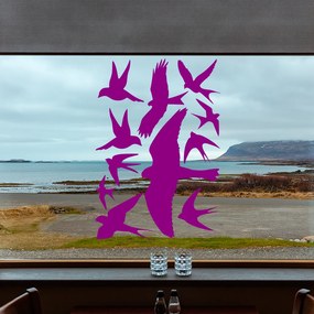 Veselá Stena Samolepka Vtáci Farba: fialová, Veľkosť: 80 x 55 cm
